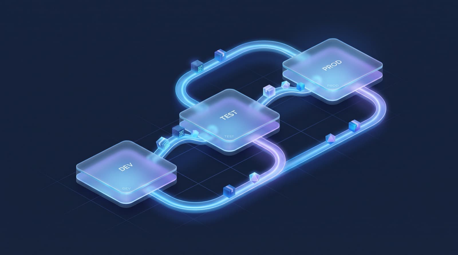 Illustration of CPI artifacts flowing between DEV, TEST and PROD systems